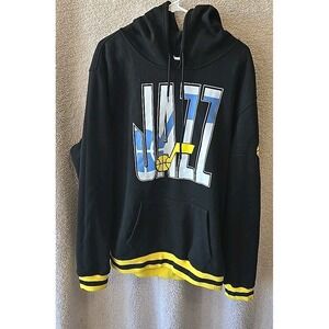 NBA Mens XL Utah Jazz Basketball Sweatshirt Hoodie‎ Black Graphic Print Pocket
